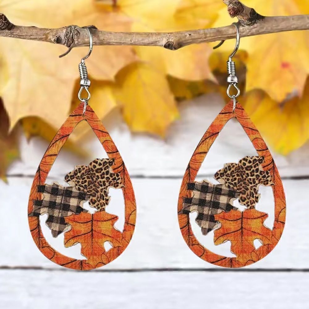 1 Pair Women's Wooden Drop Earrings Women's Fall Jewelry